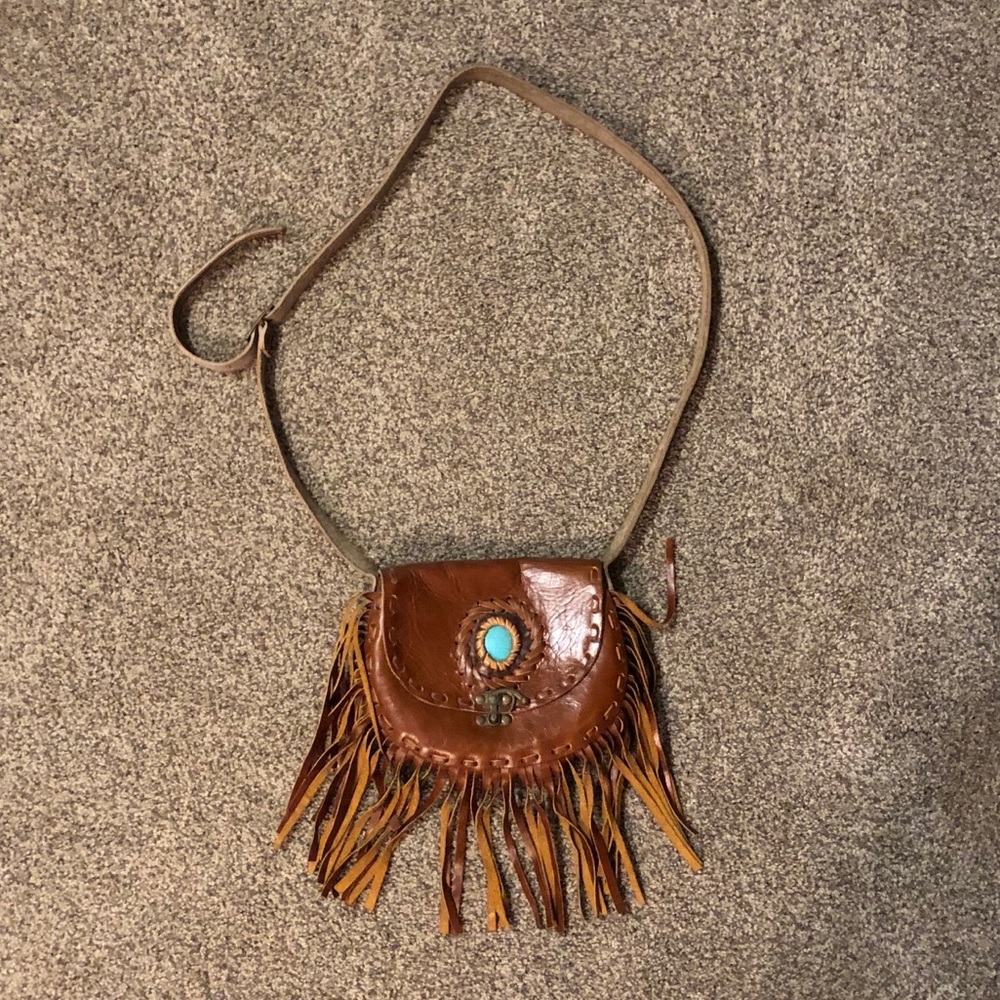 Handmade leather Thai hippie boho purse